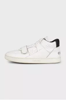 Leather sneakers with laces and Velcro