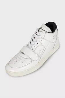 Leather sneakers with laces and Velcro