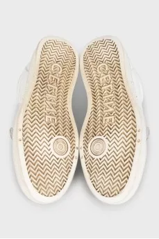 Leather sneakers with laces and Velcro