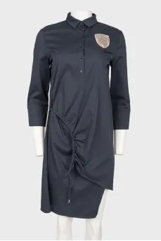 Blue tie-dyed shirt dress