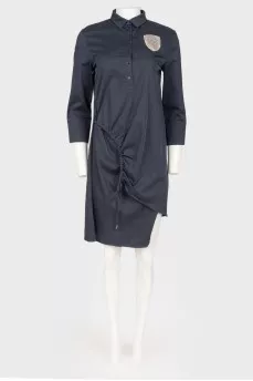 Blue tie-dyed shirt dress