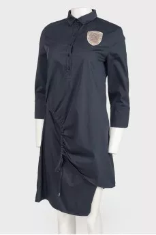 Blue tie-dyed shirt dress