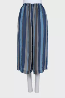 Cropped, wide-leg striped trousers