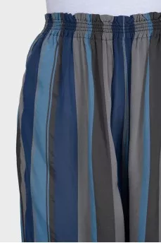 Cropped, wide-leg striped trousers