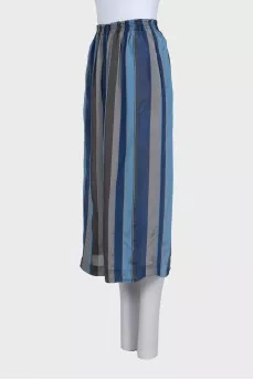 Cropped, wide-leg striped trousers