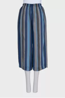 Cropped, wide-leg striped trousers