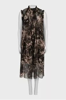 Transparent printed silk dress