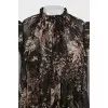 Transparent printed silk dress