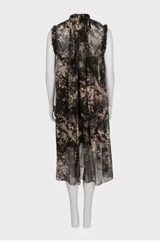 Transparent printed silk dress