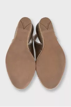 Textile wedge sandals with logo