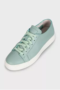 Light blue leather lace-up sneakers