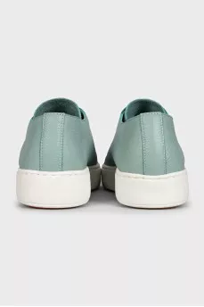 Light blue leather lace-up sneakers