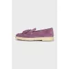 Purple suede tassel loafers