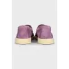 Purple suede tassel loafers