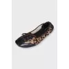 Animal print lace-up ballet flats