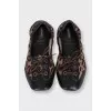 Animal print lace-up ballet flats