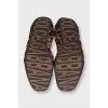Animal print lace-up ballet flats