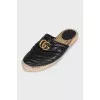 Quilted leather clogs with logo