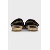 Quilted leather clogs with logo