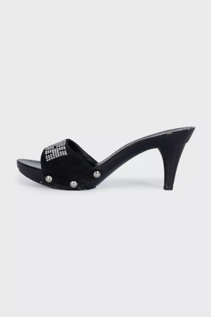 Suede mules with wooden soles