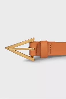 Brown leather belt with signature buckle