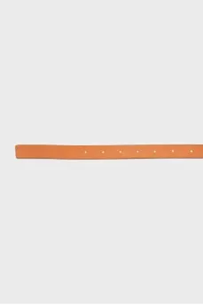 Brown leather belt with signature buckle