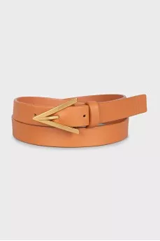 Brown leather belt with signature buckle