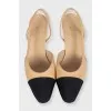Beige leather shoes with textile inserts