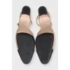 Beige leather shoes with textile inserts