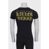 Men's T-shirt with a logo decorated with rhinestones