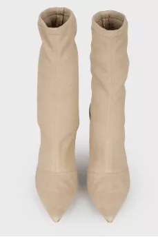 Khaki textile boots