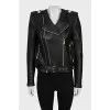 Leather jacket with gold buttons