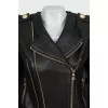 Leather jacket with gold buttons