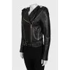 Leather jacket with gold buttons