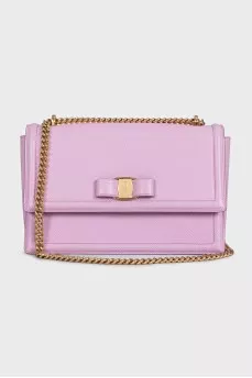 Purple leather crossbody bag with gold chain