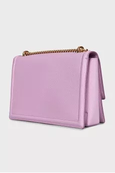 Purple leather crossbody bag with gold chain