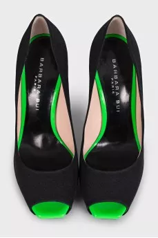 Open-toe textile shoes with heels