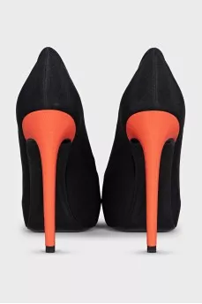 Open-toe textile shoes with heels