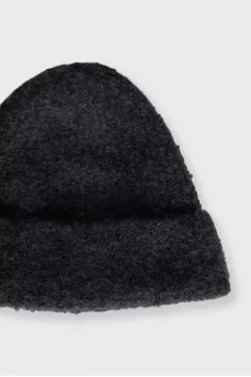 Gray hat made of cashmere, silk and wool