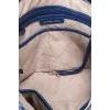 Blue leather bag with logo