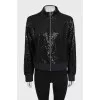 Black sports jacket decorated with sequins