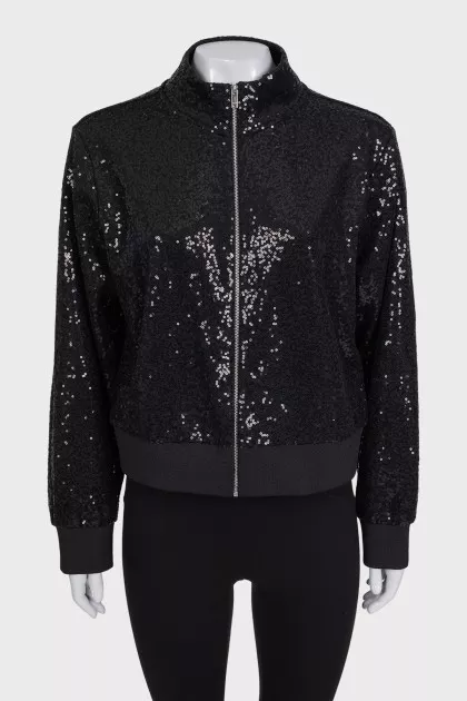Black sports jacket decorated with sequins