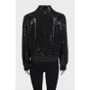 Black sports jacket decorated with sequins
