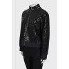 Black sports jacket decorated with sequins