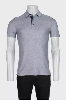 Men's gray printed polo shirt
