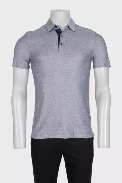 Men's gray printed polo shirt
