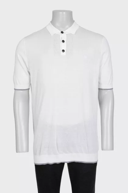 Men's white cotton polo shirt