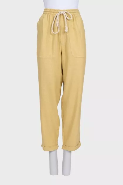 Шовкові штани звуженого крою на зав'язках