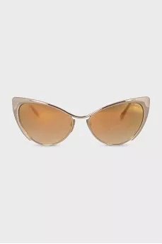 Cat eye sunglasses with gold lenses