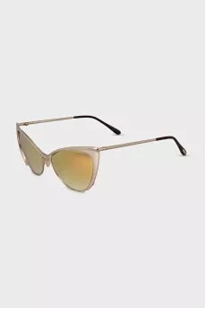 Cat eye sunglasses with gold lenses